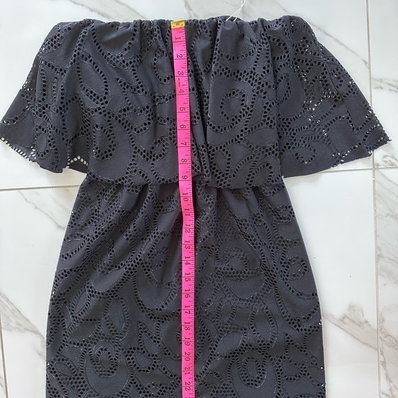 NEW REVOLVE T-Bags Los Angeles strapless ruffled dress BLACK Sz S festival - Picture 5 of 6